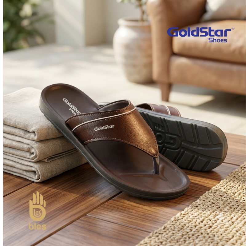 GoldStar NED-6031 Lightweight Men's Slippers- Brown/Tan