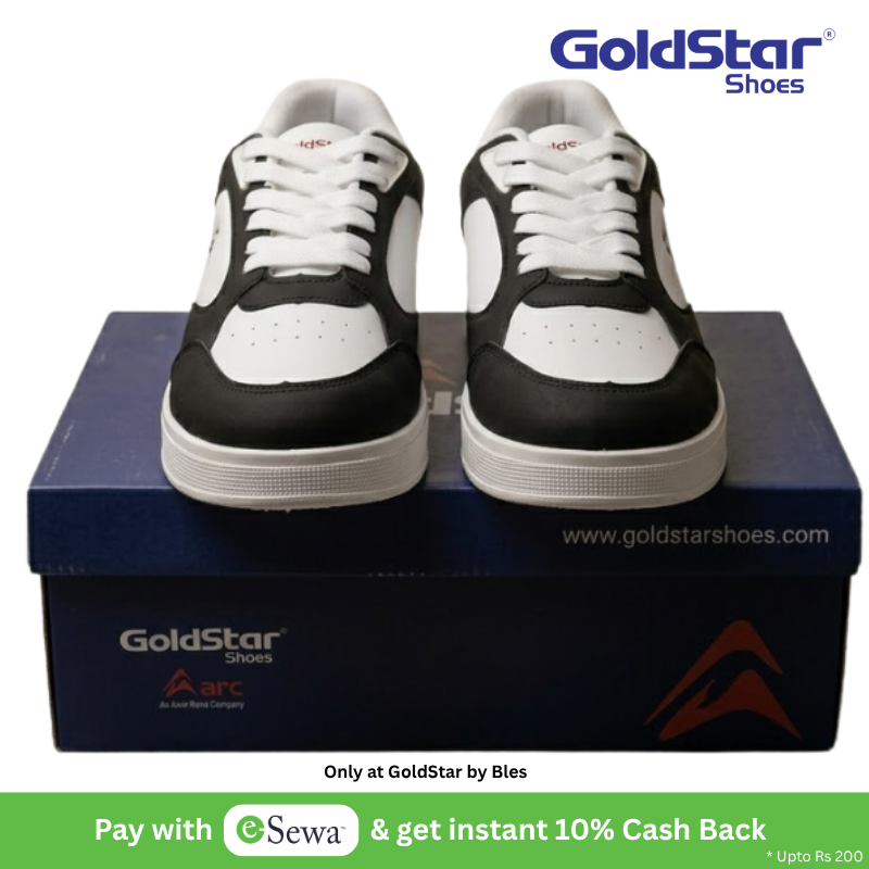 GoldStar AX-1EV Trendy Lifestyle Sneakers - White/Black/Red Tri-Color Stylish Sports Shoes