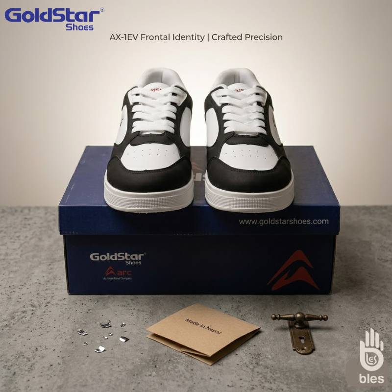 GoldStar AX-1EV Trendy Lifestyle Sneakers - White/Black/Red Tri-Color Stylish Sports Shoes