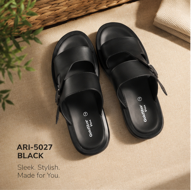 Goldstar ARI-5027 Black Slippers Lightweight Comfort Casual Footwear