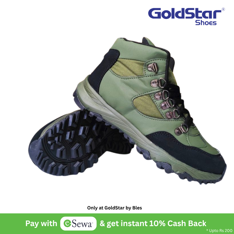 Goldstar G10-L2104 Unisex Trekking Shoes | All-Black Waterproof Hiking Boots for Men & Women