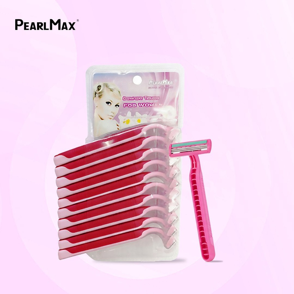 PearlMax Disposable Razor (Pink) | Women's Super Stainless | 10 Razors | PM 03