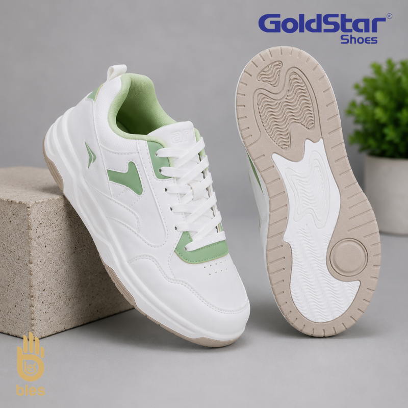 Goldstar AXL-114  Casual Sneakers Green White Lace-Up Comfort Shoes