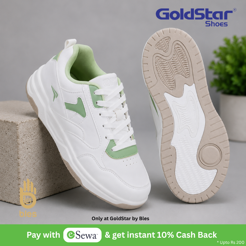 Goldstar AXL-114 Casual Sneakers Green White Lace-Up Ladies Comfort Shoes