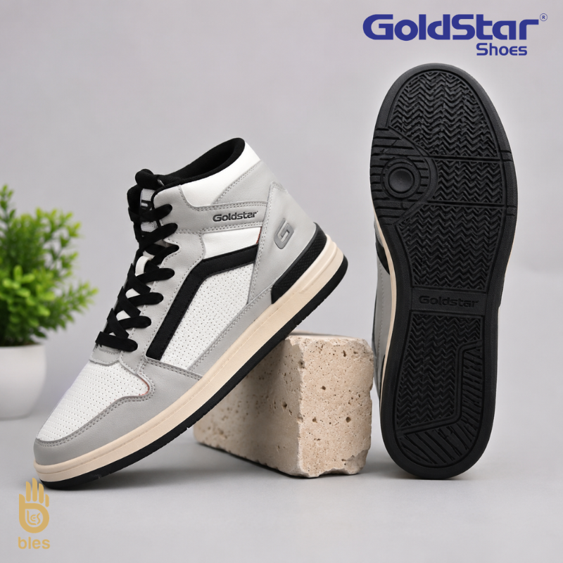 Goldstar Men Grey & Black Lior-03 High-Top Mid-Ankle Casual Sneakers