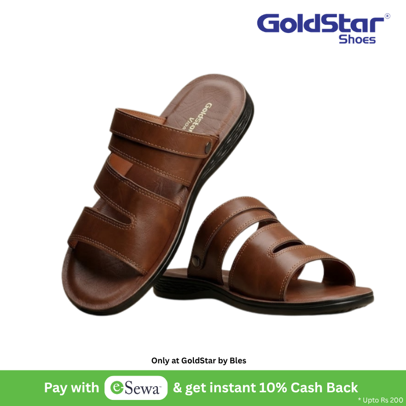 Goldstar Ari 5005 Brown Slide Sandals For Men Cushioned Comfortable Anti Slip Casual Daily Wear Chappal