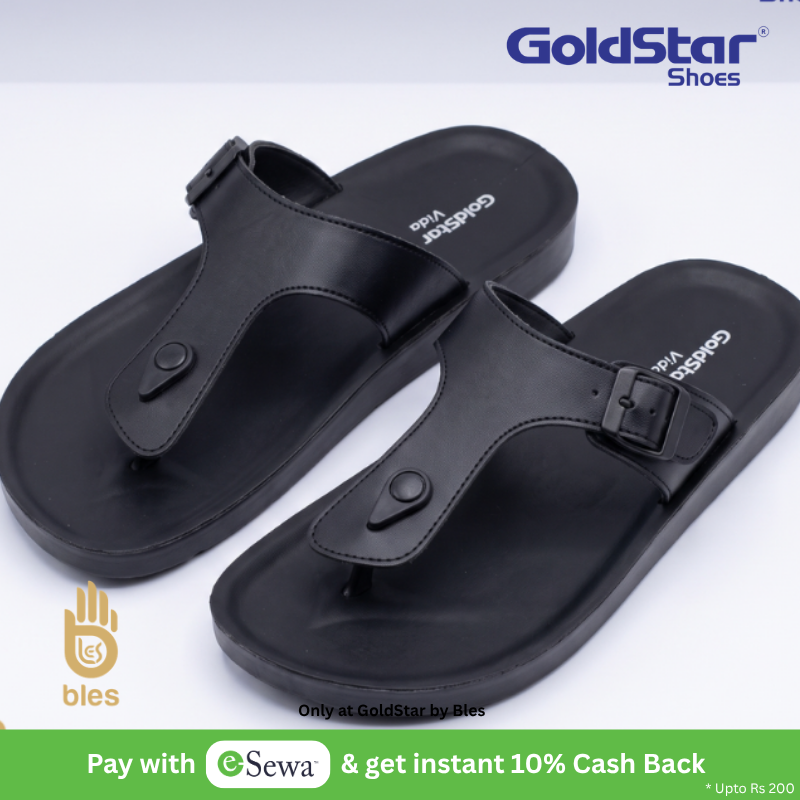 Goldstar Vida NED-6002 Men's Black Slippers | Comfort Thong Sandals