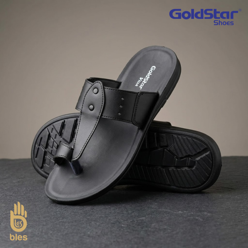 Goldstar Rocco 3007 Black Men's Toe-Loop Sandals – Comfortable Daily Wear Casual Chappal