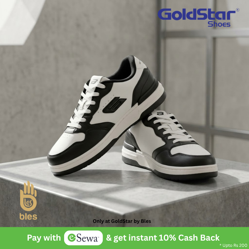 Goldstar Lior-02 Men's Court Sneakers – White/Black Low-Top Casual Shoes