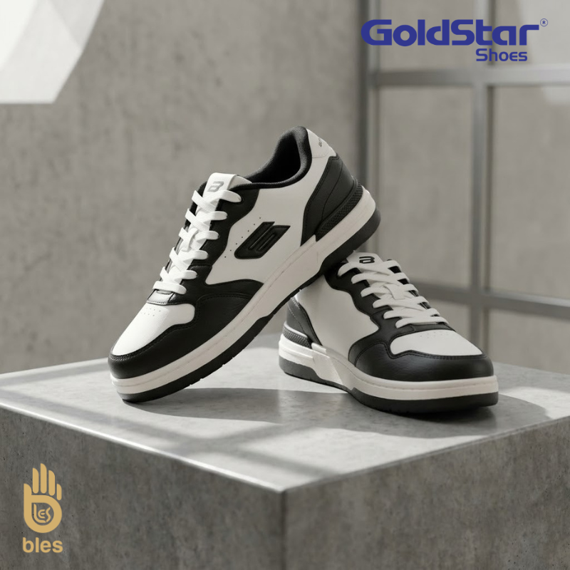 Goldstar Lior-02 Men's Court Sneakers – White/Black Low-Top Casual Shoes