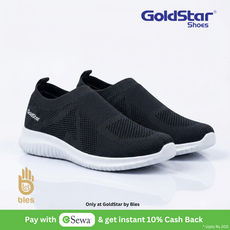 Goldstar G10-G1113 Unisex Black Slip-On Shoes – Lightweight Breathable Knit Sneakers for Men & Women