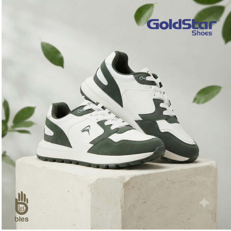 Goldstar Men's AX-2EV Casual Sneakers (White/Green)