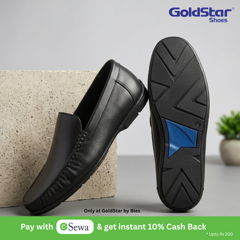 Goldstar Republic VE-2001 Men's Slip-On Formal Leather Loafers - Black