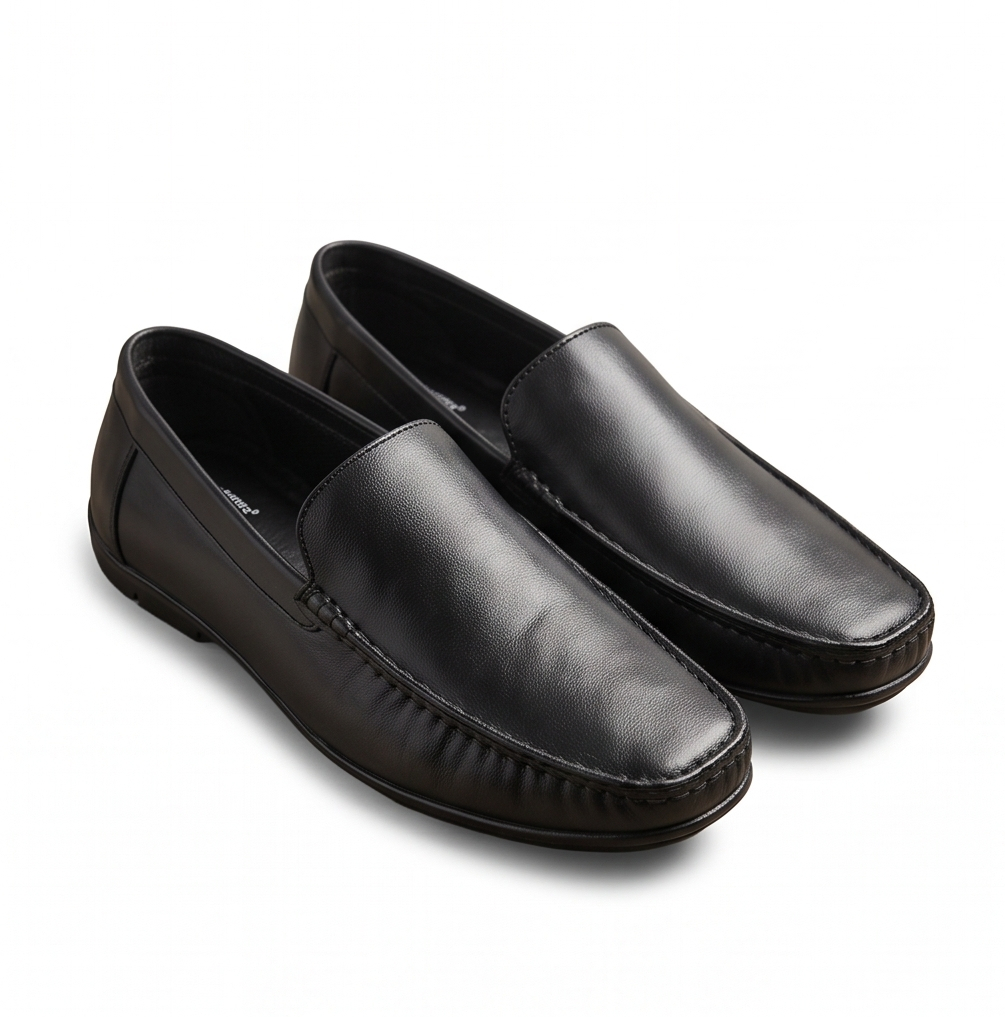 Goldstar Republic VE-2001 Men's Slip-On Formal Leather Loafers - Black