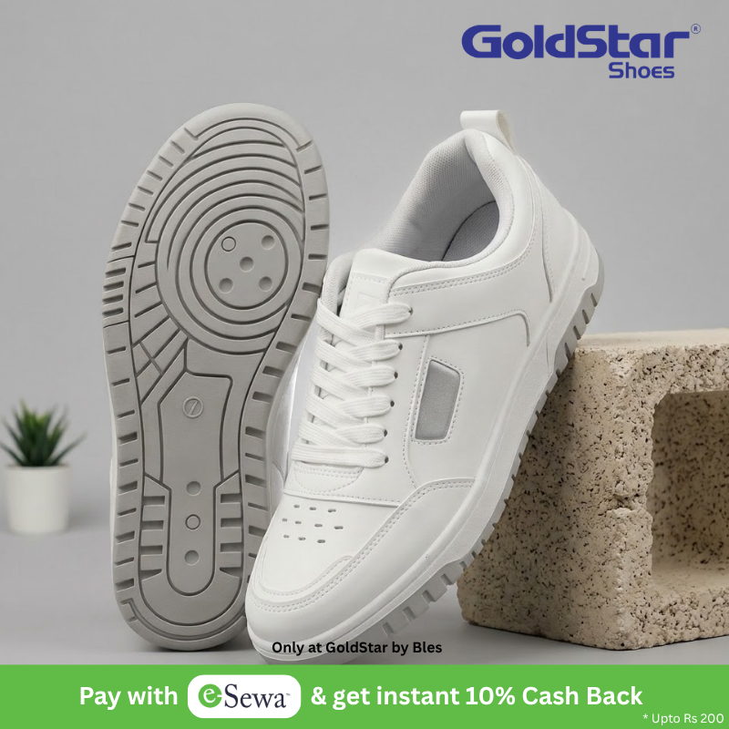 Goldstar AX.3AGV Casual Sneakers For Men - White/Grey | Stylish & Comfortable Daily Wear Footwear