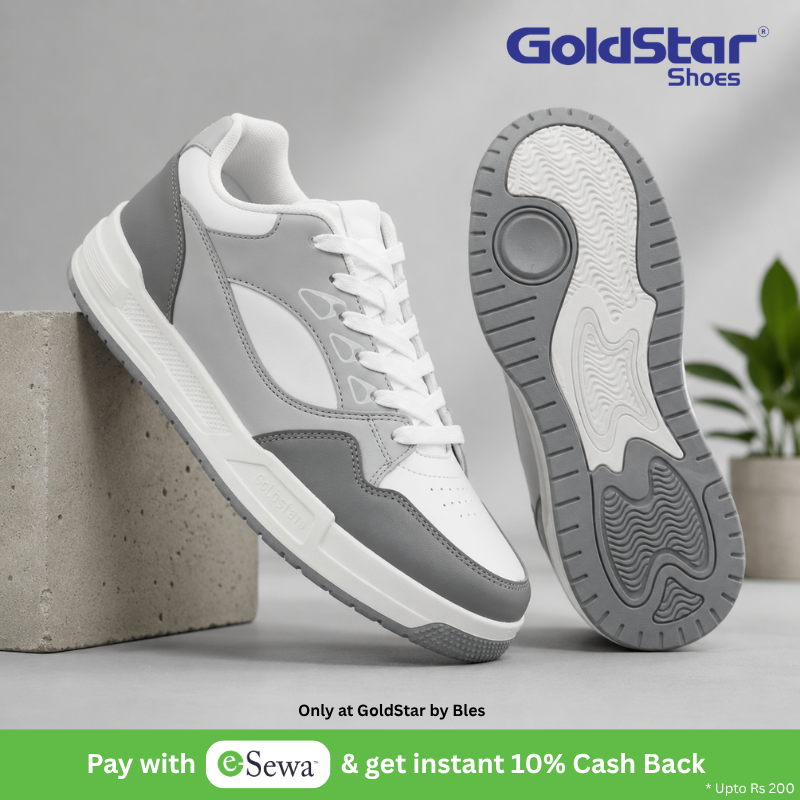 Goldstar Arc AX-6A Men’s White & Grey Casual Sneakers | Lightweight Everyday Streetwear Shoes