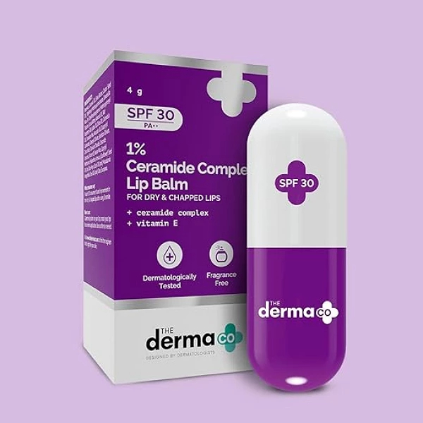 Derma Co 1% Ceramide Complex Lip Balm with Ceramides & Vitamin E, SPF 30 PA++ for Dry & Chapped Lips - 4g