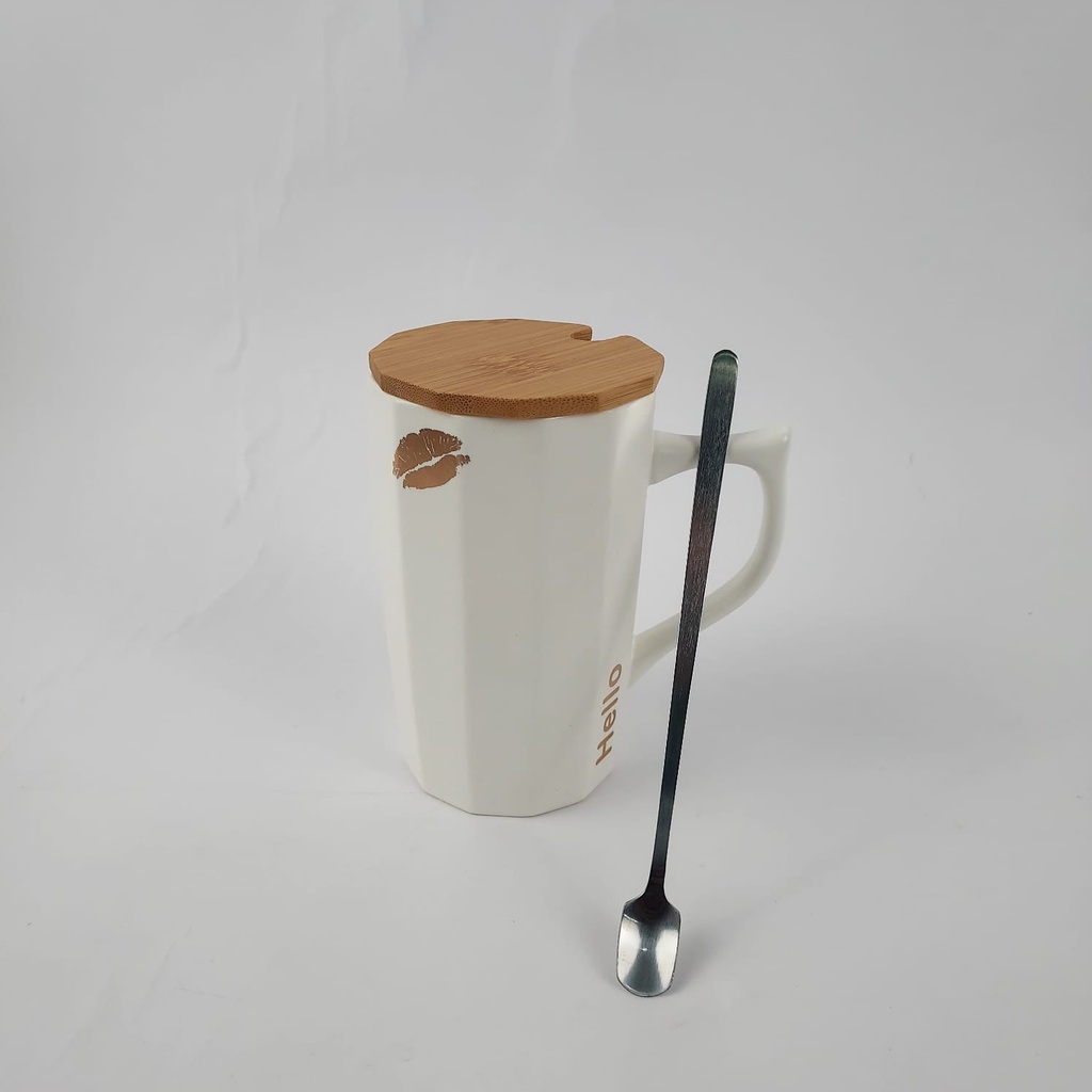 CC CERAMIC MUG WITH WOODEN LID 420 ML KS 9480