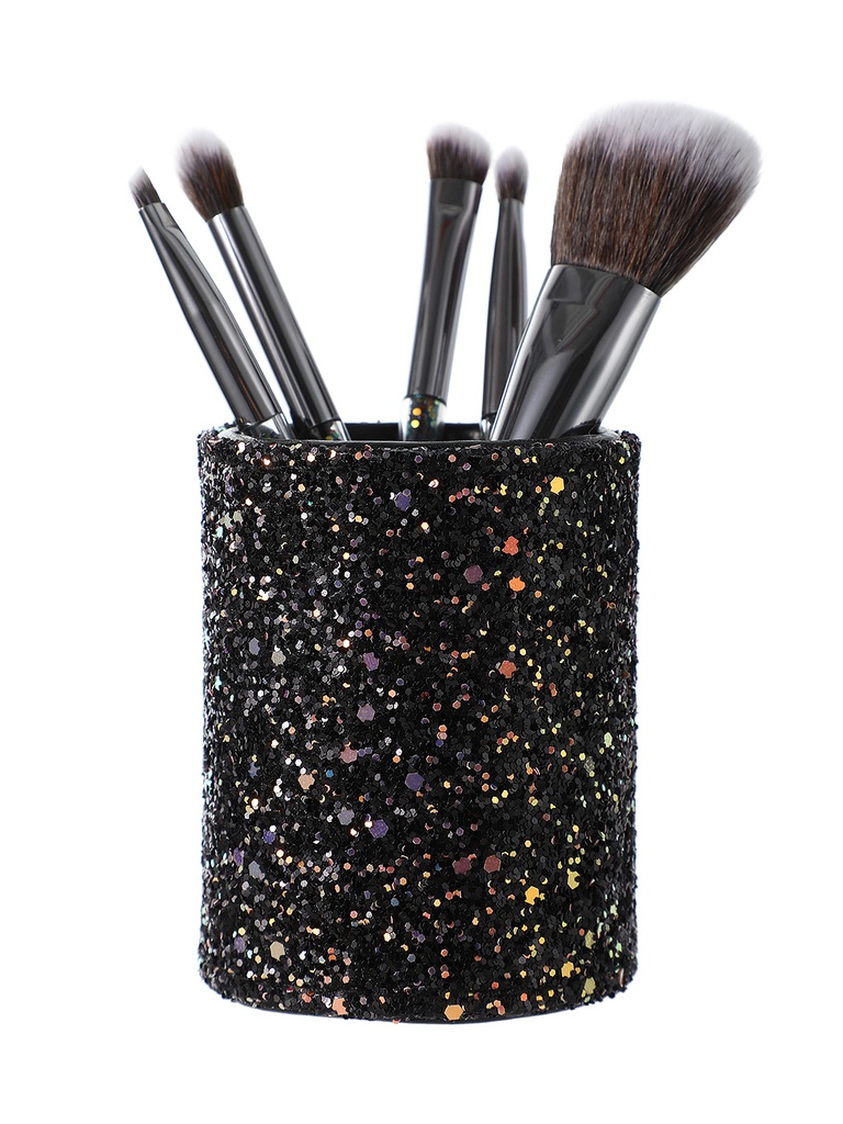 Make up Brushes in Cylinder (6pcs)(Black)