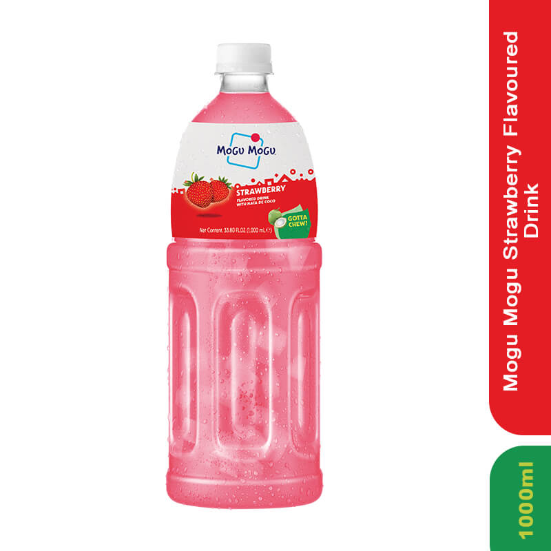 Mogu Mogu Strawberry Flavored Drink with Nata De Coco 1000 ml