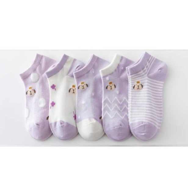 Cotton Purple Dog Socks