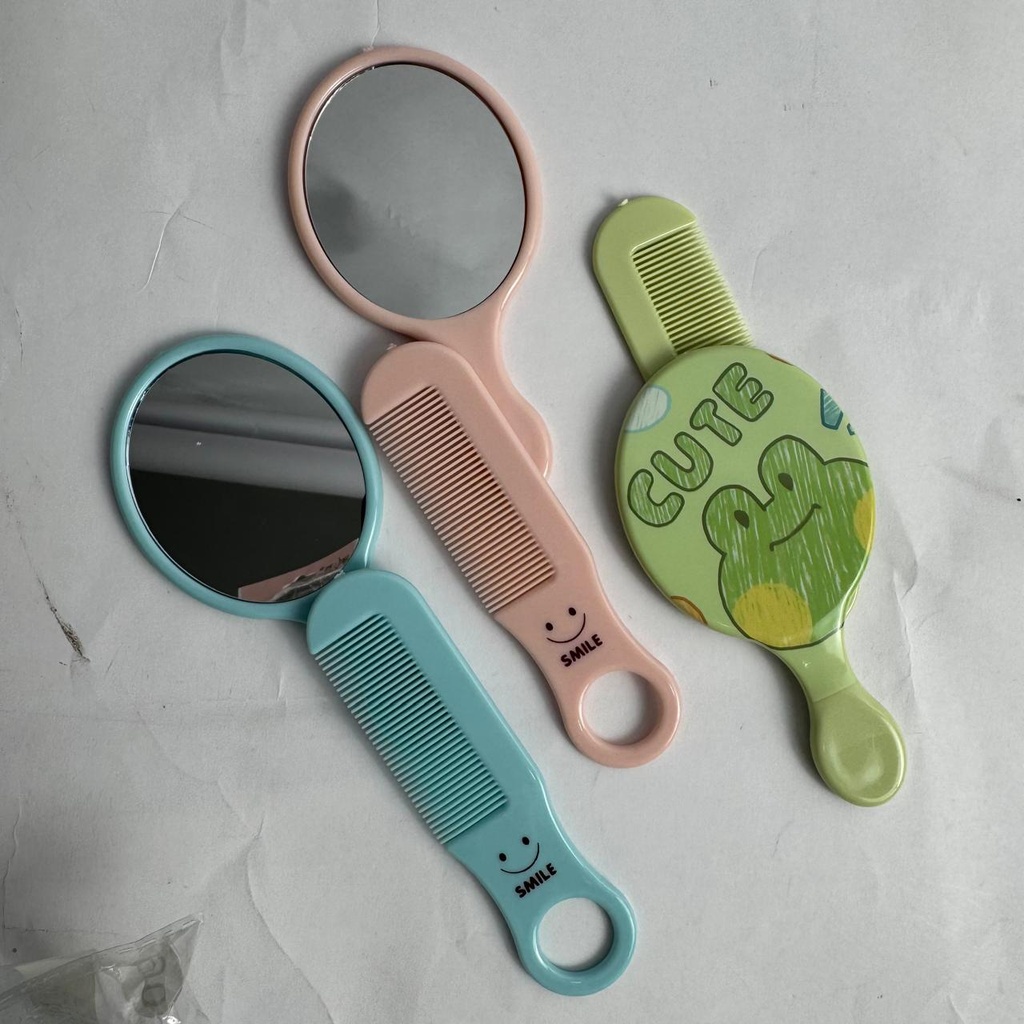 Smile Hair Comb With Mirror Set