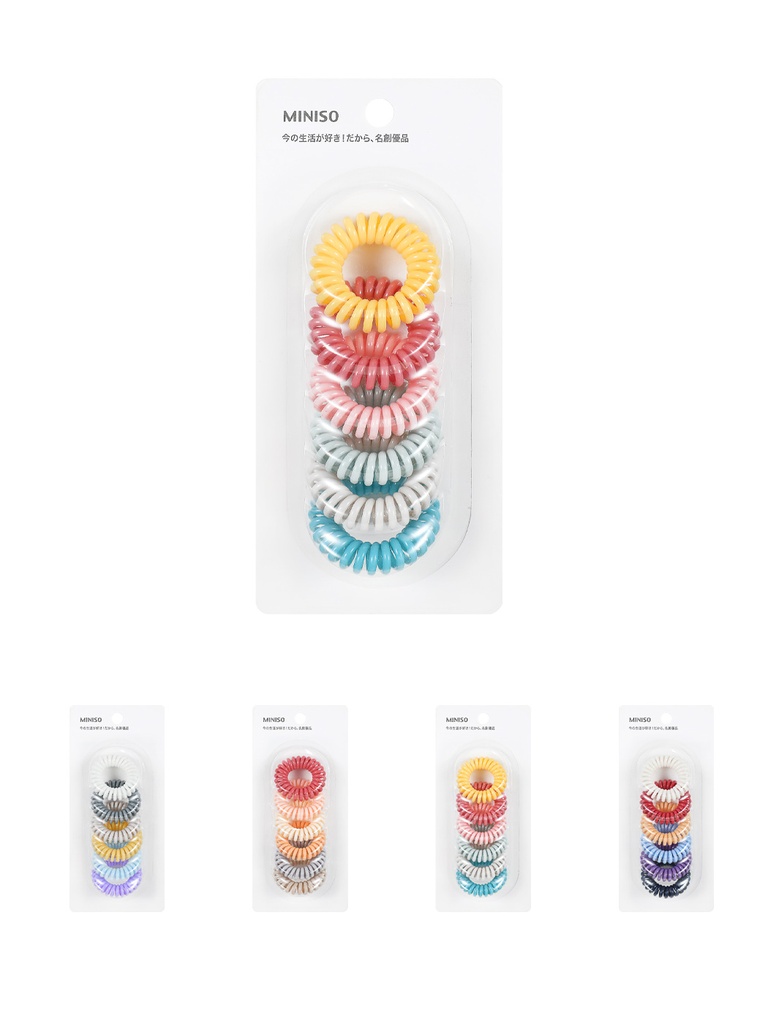 3.5 Multi-hued Spiral Hair Bands (6pcs)