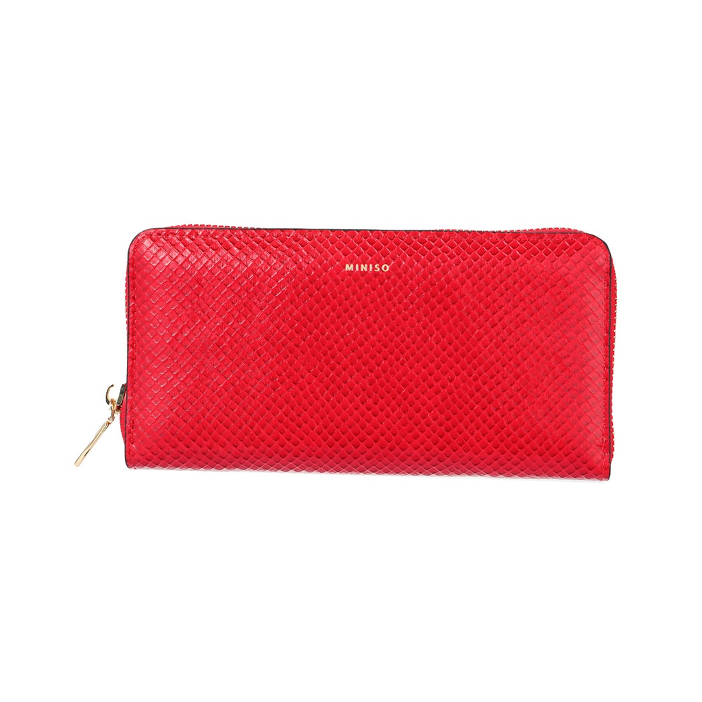 Womens Elegant Textured Long Wallet(Red)