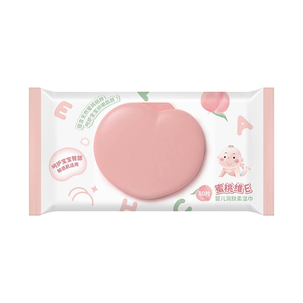 Peach Vitamin E Wet Wipes (80 Wipes)