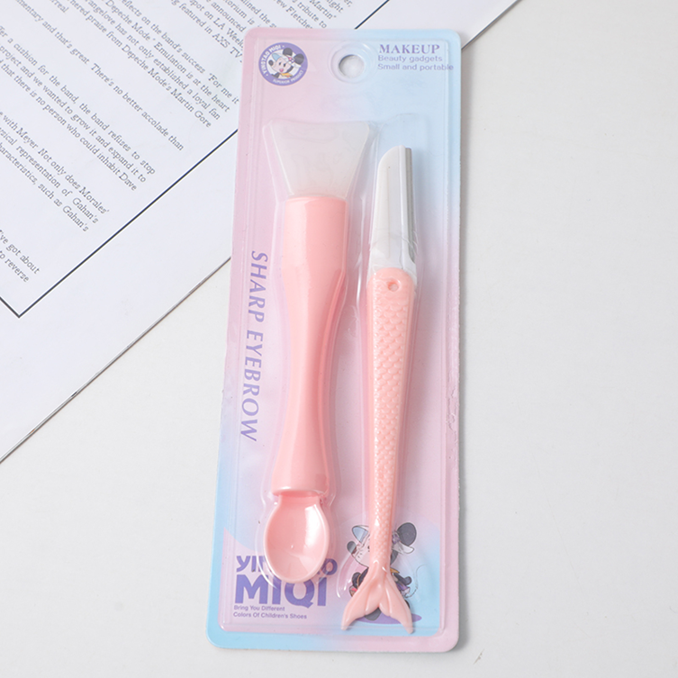 Fish eyebrow knife + Mask brush MQ-019