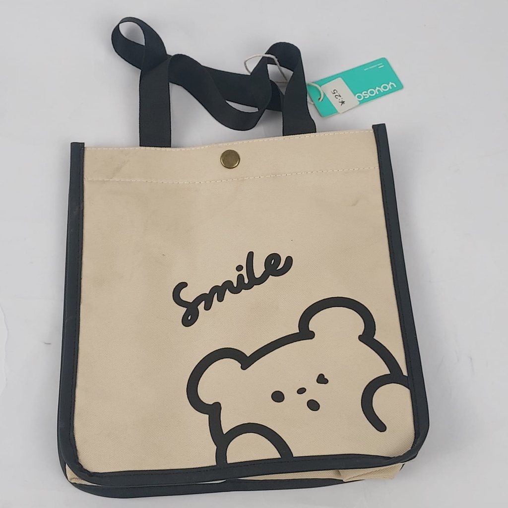 Square storage bag Large/Smiling Bear Series - Rice White -YO