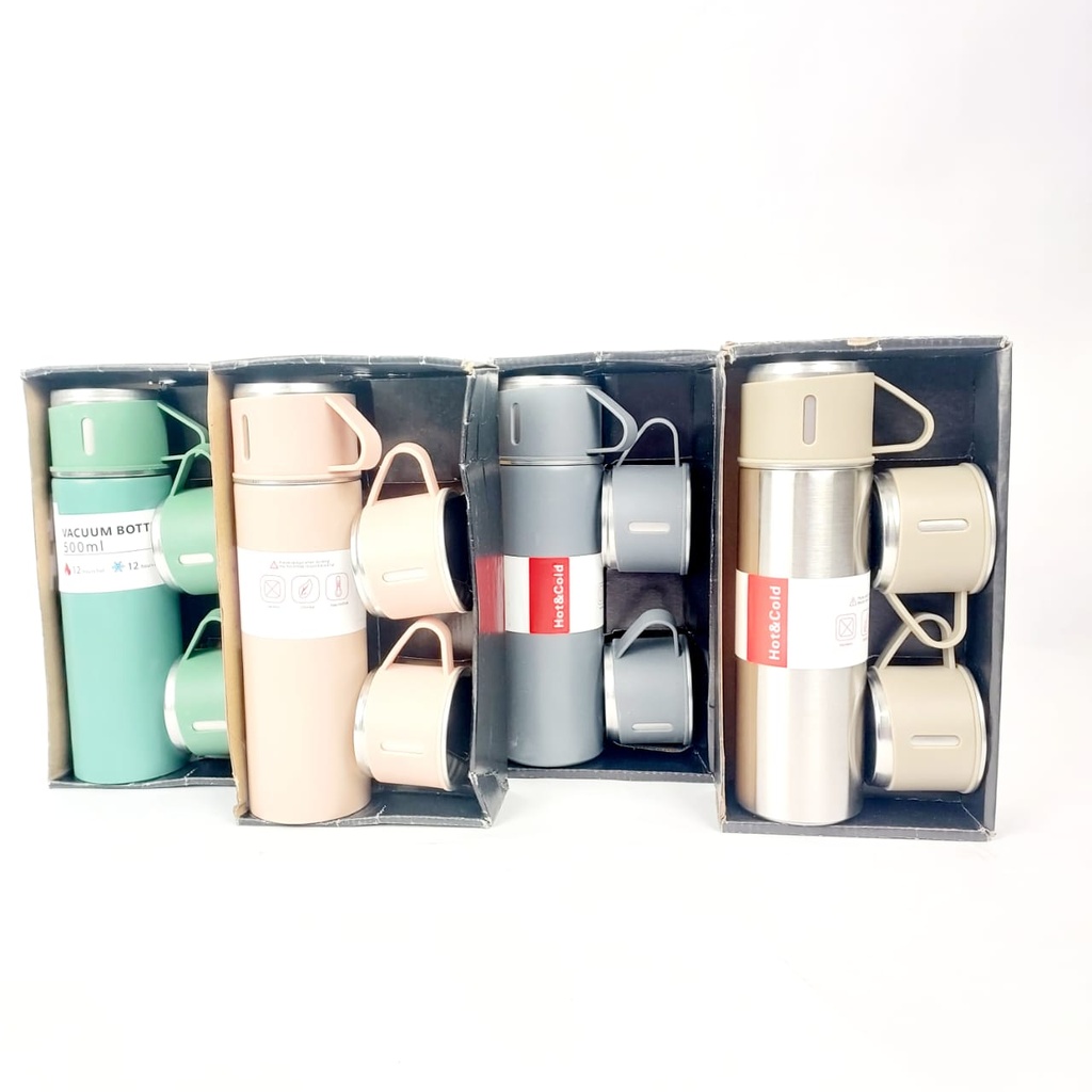 Triple Cup Insulated Flask Set