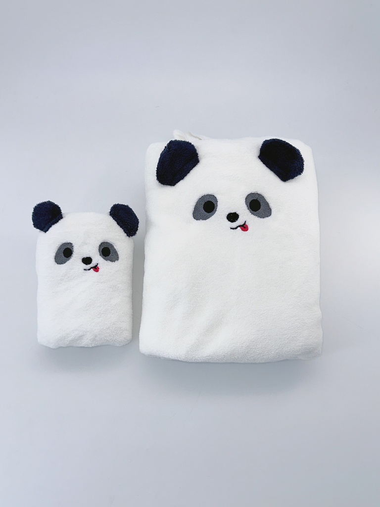 Animal Faces Collection Coral Fleece Bath Towel (Panda)