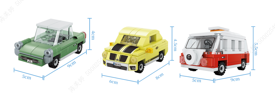 Car Model Series Pull-Back Retro Building Blocks Car (3 Assorted Models) (PDQ)