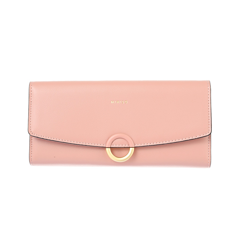 Womens Minimalist Ring Trifold Wallet (L)(Pink)