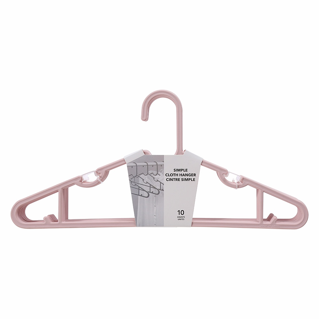 Simple Cloth Hanger 10 Count(Pink)