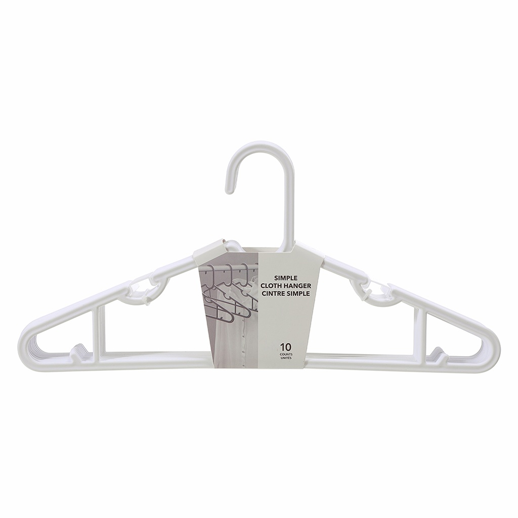 Simple Cloth Hanger 10 Count(White)