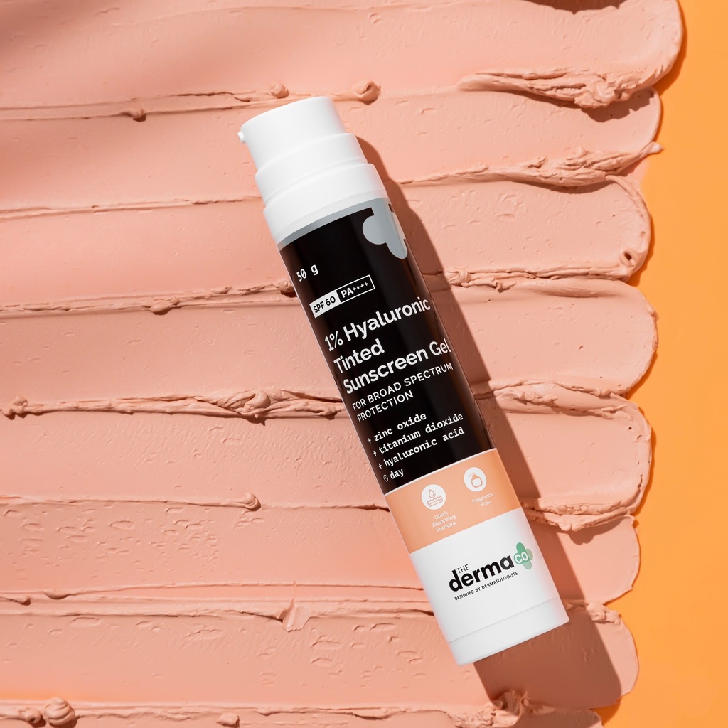 Derma Co. 1% Hyaluronic Tinted Sunscreen Gel for Broad Spectrum Protection - 50gm