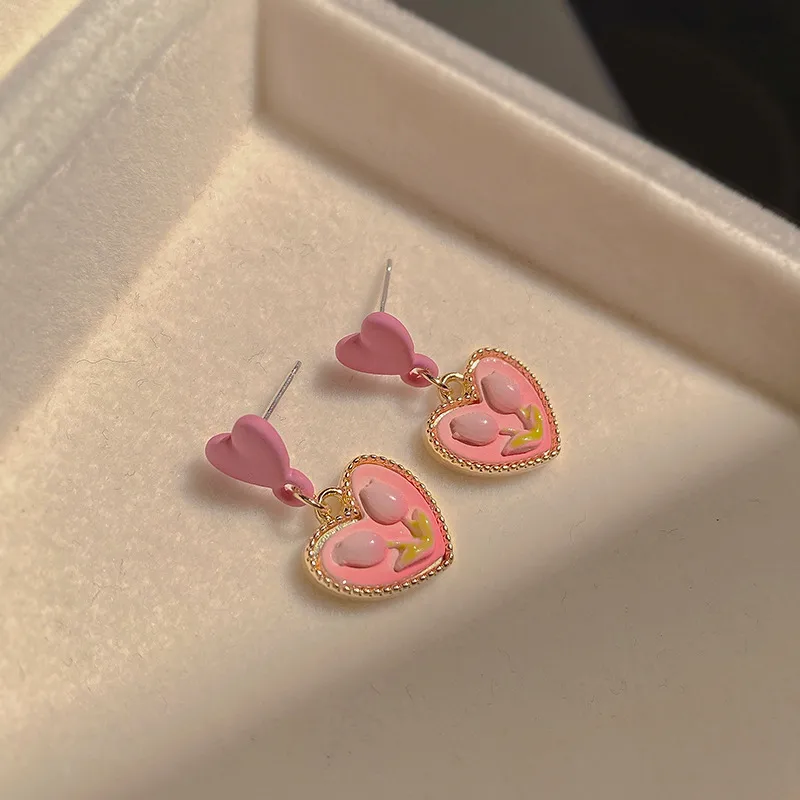 Sweet Pink Tulip Earrings