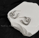 Silver Color Simple Heart Shape Stud Earring