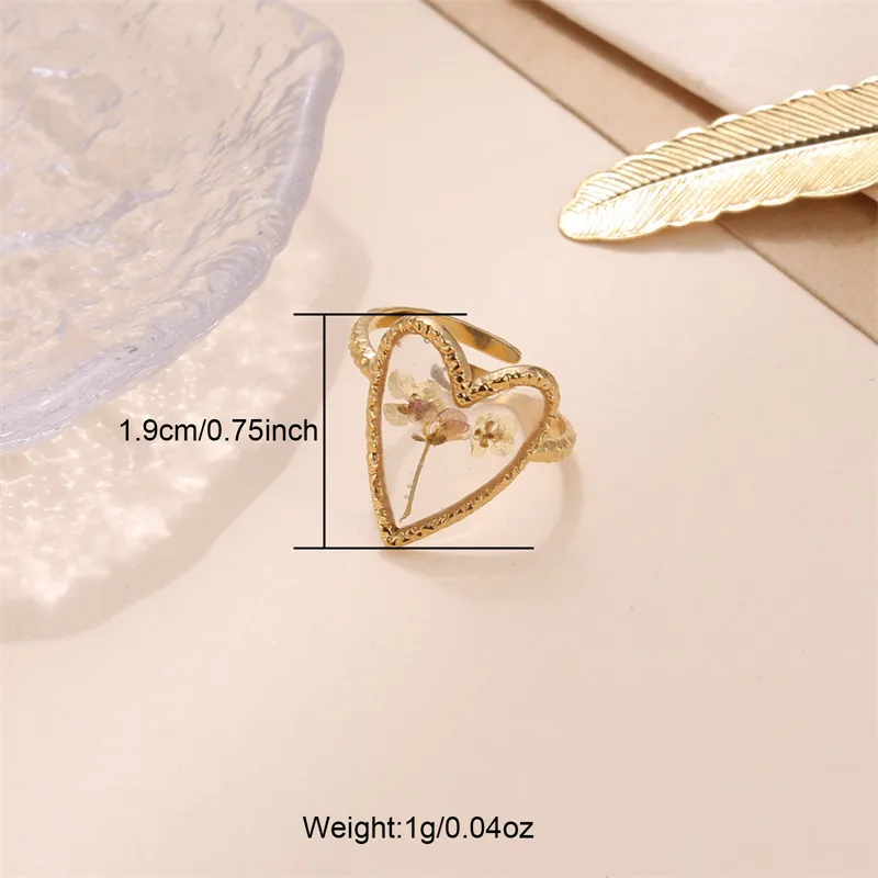 Heart Baby’s Breath Pressed Flower Ring