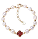 White & Gold Color Beads Bracelet For women by Treasure Box