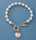 Pearl Beads Heart Charmed Gold Plated Bracelet