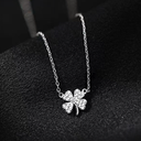 1 Piece Sterling Silver Four Leaf Clover Lucky Leaves Zircon Sweater Chain Loops 