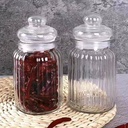 Vertical pattern glass storage jar