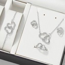 Silver Gold-Color 4PCS Heart Shape Jewellery Set