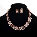 Elegant Rose Gold Plated Necklace & Earrings Set with Faux Pearl & Crystal