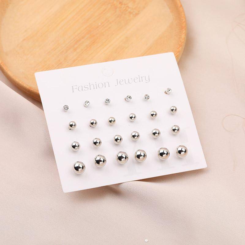 Elegant 12-Pair Stud Earrings Set