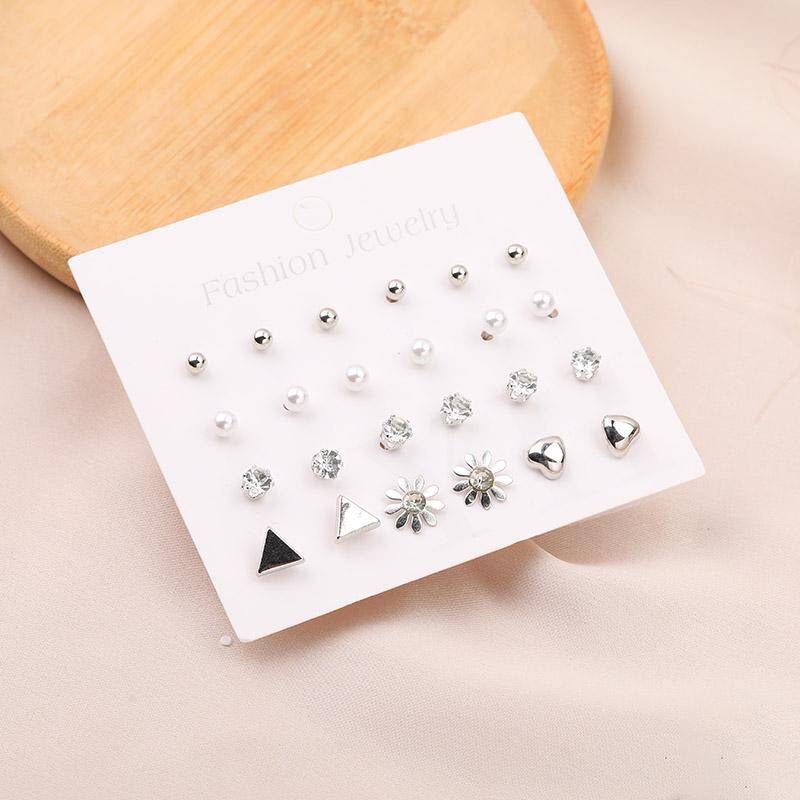 12-Pair Fashion Stud Earrings Set