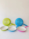 Colored Three-fold Handle Aluminum-look Frying Pan (Marble)